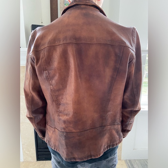 Italian’s luxury Leather Biker Jacket - Color Brown, Brand: Maledetti Toscani. - Picture 3 of 9